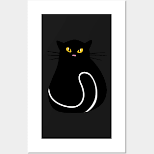 Happy Black Cat Posters and Art